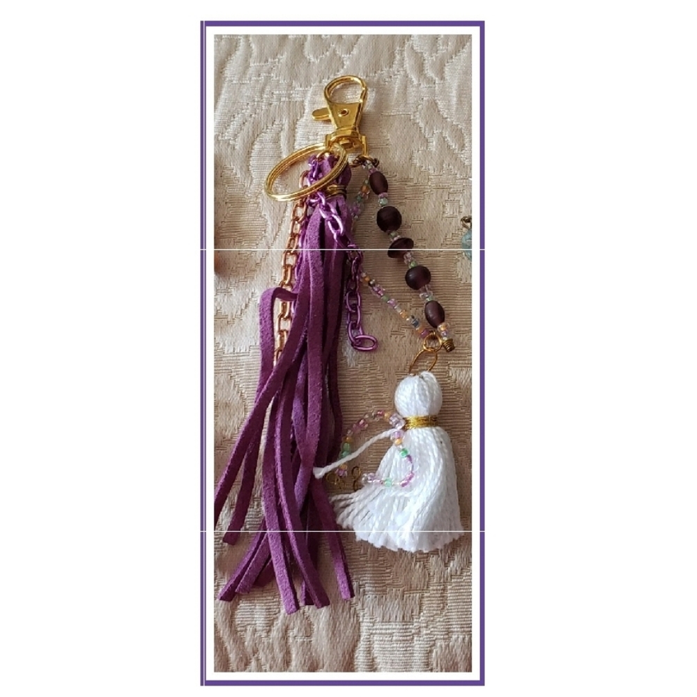Purple Leather Purse/ Keychain Handmade NEW One Of A Kind